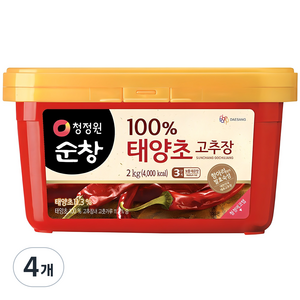청정원순창 태양초 고추장, 2kg, 4개