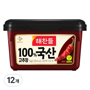 해찬들 100% 국산 고추장, 1kg, 12개