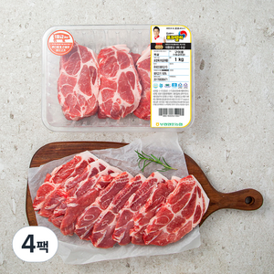 포크밸리 한돈 1등급이상 목심 구이용 (냉장), 1kg, 4팩