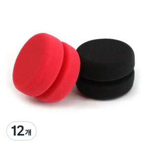 잇츠윈 요요 왁스 어플리케이터 왁스패드 중 80mm, 레드, 블랙, 12개