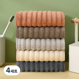 하우스핏 모던 극세사 고리형 핸드타월 5종 세트, 버건디와인, 베이지, 브라운, 그레이, 다크네이비, 4세트