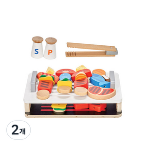 피에스타 원목 소꿉놀이 바베큐그릴 세트, 혼합색상, 2개