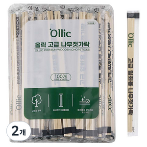 올릭 일회용 나무젓가락, 100개입, 2개