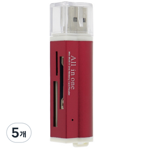 테크맨 심플 알루미늄 OTG 젠더 USB 2.0, 레드, 5개