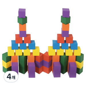가베가족 큰솔 2.5cm 칼라 쌓기나무 100pcs, 4개