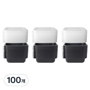 블룸엣홈 사각 하프 죽용기 블랙 소 300ml, 100개, 1개입