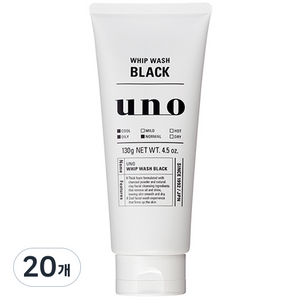 우노 휩 워시 블랙 클렌징, 130g, 20개