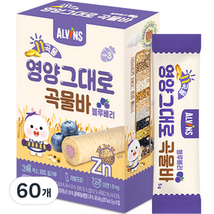 엘빈즈 11곡물 영양그대로 곡물바, 블루베리맛, 40g, 60개