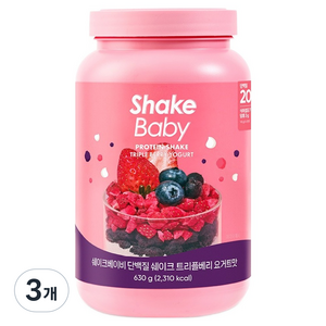 쉐이크베이비 락토컷 단백질 쉐이크 트리플베리 요거트맛, 630g, 3개