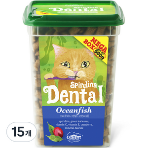 캣템 고양이 스피루리나 덴탈 간식 메가박스, 오션피쉬, 500g, 15개