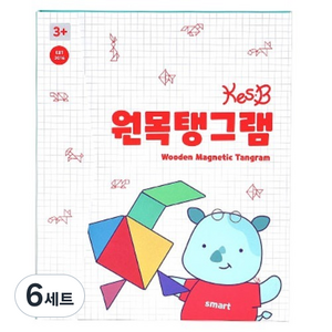 캐스비 튼튼 원목탱그램 도형자석퍼즐세트 랜덤발송, 혼합색상, 6세트