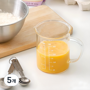 리본제이 비커 유리 계량컵, 350ml, 5개