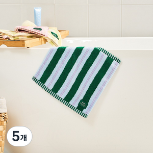모던하우스 STF 스프링 더블 스트라이프 코마사 핸드타월 34 x 34 cm 65g, 그린, 5개
