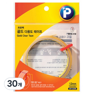 프린텍 골드 다용도 테이프 리필 12mm x 20m GR1220B, 투명, 30개