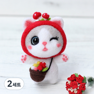 펫돌 양양이 니들펠트 인형 DIY 세트, 버섯 고양이, 2세트