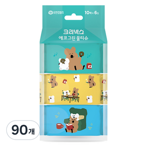 크리넥스 에코그린 쁘띠 다이노탱 물티슈 휴대형, 50g, 10매, 90개