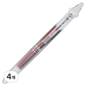 파이롯트 프릭션 볼 2 볼펜 0.38mm, 투명, 4개