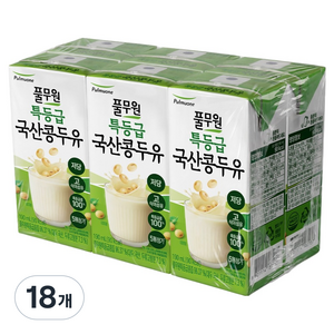 풀무원 특등급 국산콩 두유, 190ml, 18개