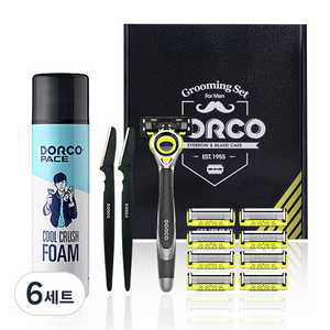 도루코 페이스 쓰리디 모션 그루밍 면도기 풀세트, 면도기 + 날 8p + 눈썹칼 2p + 쿨크러쉬폼 250ml, 6세트