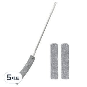 솔앤소울 롱 틈새먼지 밀대 + 길이연장봉 + 리필 3p 세트, 라이트그레이, 5세트