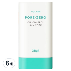 OBge 포어제로 오일 컨트롤 선스틱 SPF50+ PA++++, 18g, 6개