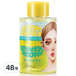 아리얼 스트레스 릴리빙 미셀라 립 앤 아이 리무버, 100ml, 48개