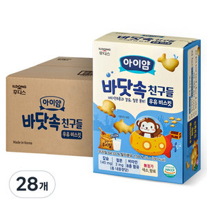 아이얌 유아용 일동후디스 아이얌 바닷속친구들 우유 비스킷, 우유맛, 50g, 28개