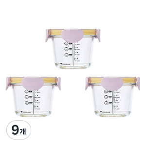 락앤락 리틀럽 디어 밀폐캡 원형 이유식 용기, 260ml, 라벤더, 9개