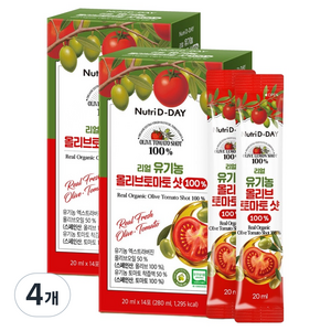뉴트리디데이 리얼 NFC 착즙 유기농 올리브토마토 스틱 올토샷 14p, 4개, 280ml, 14회분