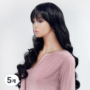 파티공구 롱웨이브 파티 가발, 네츄럴블랙, 5개