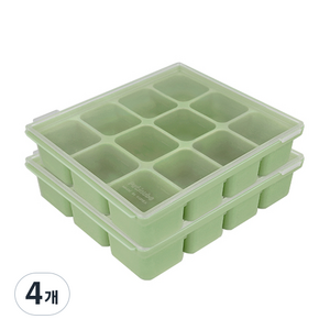 쁘띠누베 국내 제조 실리콘 멀티큐브 이유식 냉동용기 12구, 540ml, 셀라돈그린, 4개