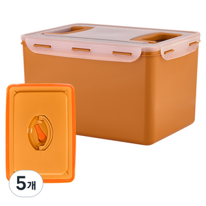 ecosense 황토 누름이 김치통 직사각 밀폐용기 고급형, 5개, 16L