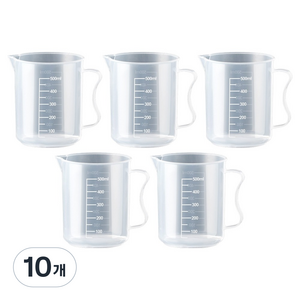 리빙메이커 BPAfree 다용도 튼튼한 플라스틱 계량컵 비커 500ml, 10개