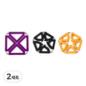 듀얼 냄비 받침대 사각 퍼플 + 오각 블랙 + 오렌지, 혼합 색상, 2세트