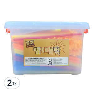 토이다락방 빨대블록 300p + 커넥터 200p, 혼합색상, 2개