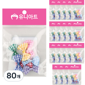 유니아트 체크리본 대, 80개, 혼합색상