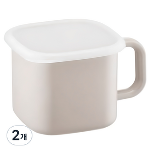 락앤락 인덕션 슈트 멜로우 법랑 사각 캐니스터 코튼 아이보리, 19cm, 2개