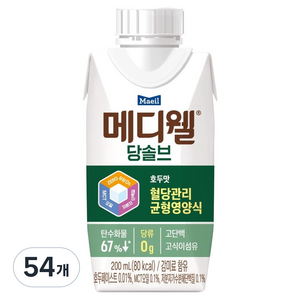 메디웰 당솔브 호두맛 혈당관리 균형영양식, 200ml, 54개