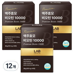 랩온랩 맥주효모 비오틴 10000, 60정, 12개