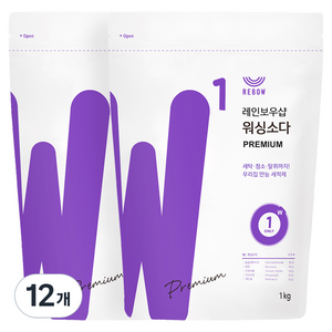 레인보우샵 프리미엄 워싱소다 세탁세제 리필, 1kg, 12개