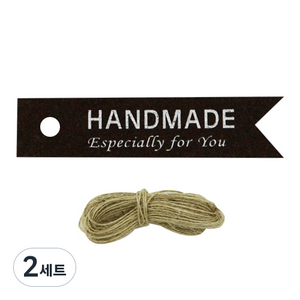 도나앤데코 아르 핸드메이드 미니 종이태그 100p + 마끈 10m 세트, 태그(블랙), 마끈(단일색상), 2세트