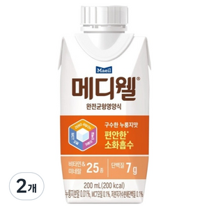 메디웰 구수한 누룽지맛 완전균형영양식, 200ml, 2개