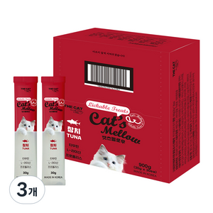 더캣 고양이 캣츠멜로우 가수분해 간식 30p, 참치, 900g, 3개