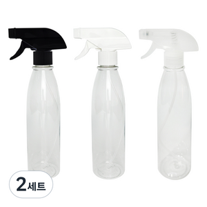 월드크린 투명 분무기 길쭉원형 400ml x 3종 세트, 2세트, 블랙, 화이트, 투명