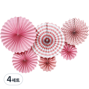 하이어리 돌잔치 생일파티 장식 원컬러 데코 페이퍼팬 6종 세트, 베이비핑크, 4세트