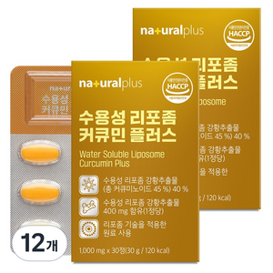 내츄럴플러스 수용성 리포좀 커큐민 플러스, 30정, 12개
