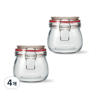 미르코리아 메탈글라스자 클립 유리병, 450ml, 4개