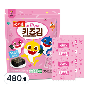 광천김 핑크퐁 아기상어 유기원초 줄줄이 키즈김, 1.5g, 480개