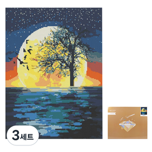 아트조이 DIY 보석 십자수 캔버스형 50 x 40 cm, 달빛호수, 3세트