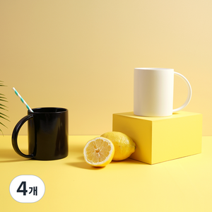보울보울 국산 볼볼홈파티 빅머그 600ml, 밀크화이트 + 코코아블랙, 4개